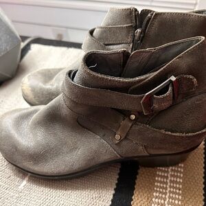 Alegria Charcoal Ankle Boots with Buckle